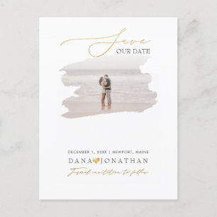 Postal PixDezines Faux Gold Save the Date Luxe Script Pos