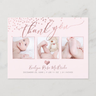 Postal PixDezines Faux Rosa Gold Confetti/Gracias