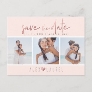 Postal PixDezines Faux RoseGold Script de Moda Guardar la