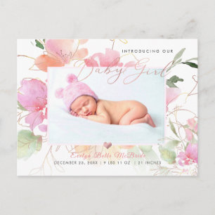 Postal PixDezines Flores Aquarela Beige Niña Nacimiento