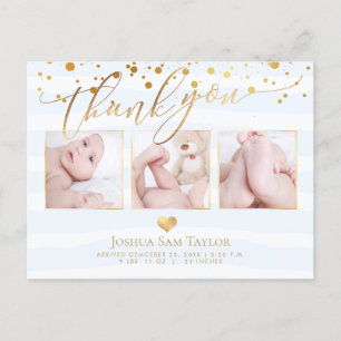 Postal PixDezines Gracias, Baby Shower/Confeti/Corazón