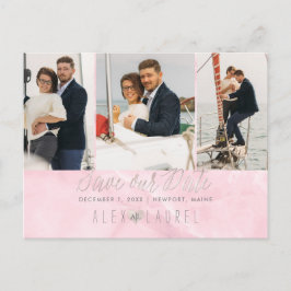 Postal PixDezines Marble+Blush Rosa Anuncia la Fecha