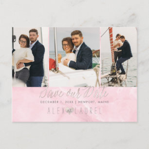 Postal PixDezines Marble+Blush Rosa Anuncia la Fecha