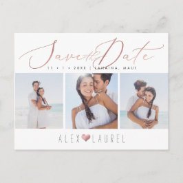 Postal PixDezines Rosa Gold Elegant Caligraphy Save Date