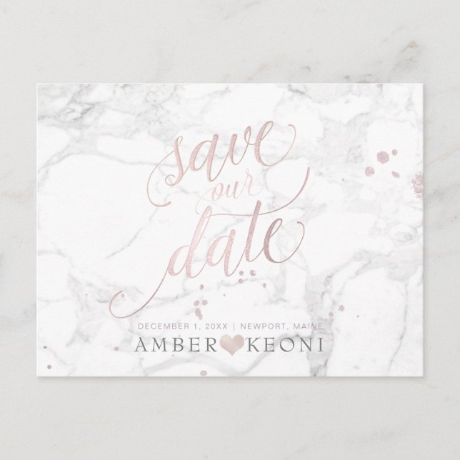 Postal PixDezines Rubor Pink/Marble/Save our Date (Anverso)