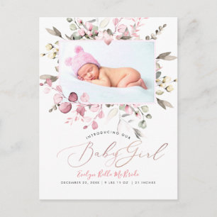 Postal PixDezines Rubor Watercolor Flores Chica Birth Pos