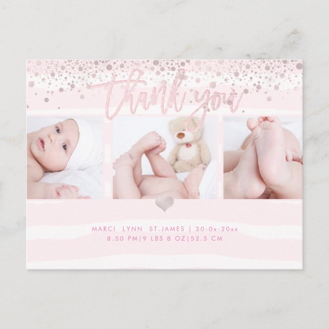 Postal PixDezines Shower Gracias/Deslumbrado Rubor Pink (Anverso)