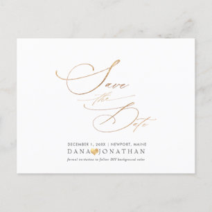 Postal PixDezines Simple Elegant Faux Gold Luxe Script