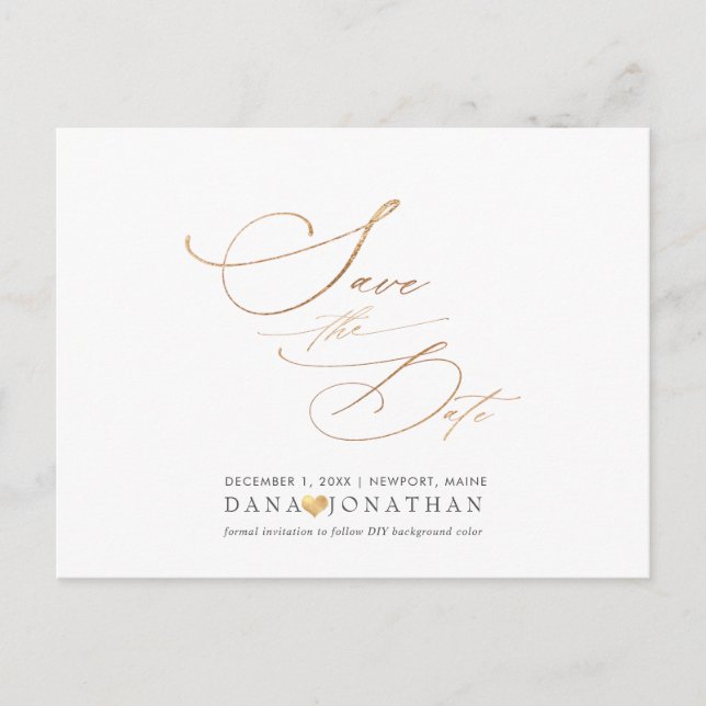Postal PixDezines Simple Elegant Faux Gold Luxe Script (Anverso)