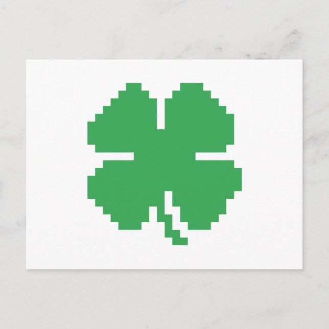 Postal Pixel Lucky Four Leaf Clover de 8 bits (Anverso)