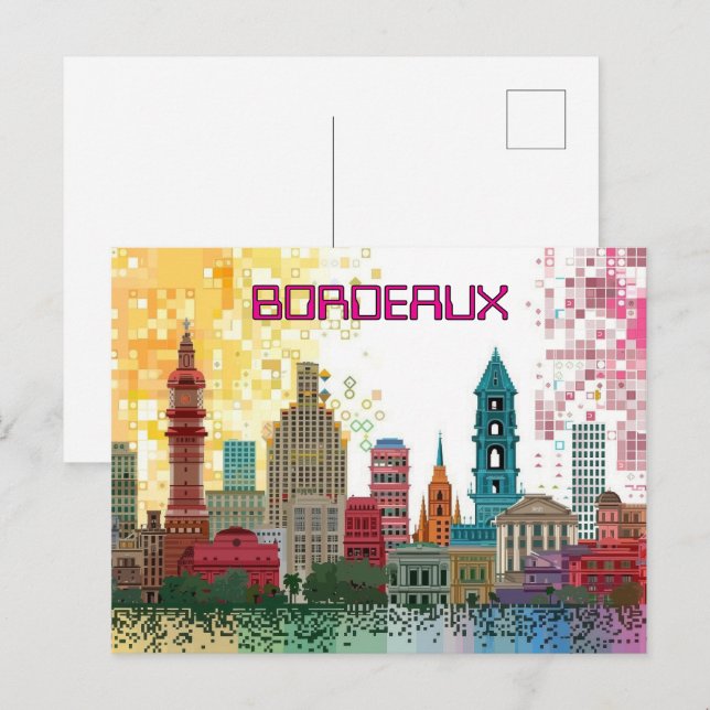 Postal Pixelado 2D Game Art Bordeaux (Anverso / Reverso)