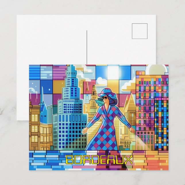 Postal Pixelado 2D Game Art Bordeaux (Anverso / Reverso)