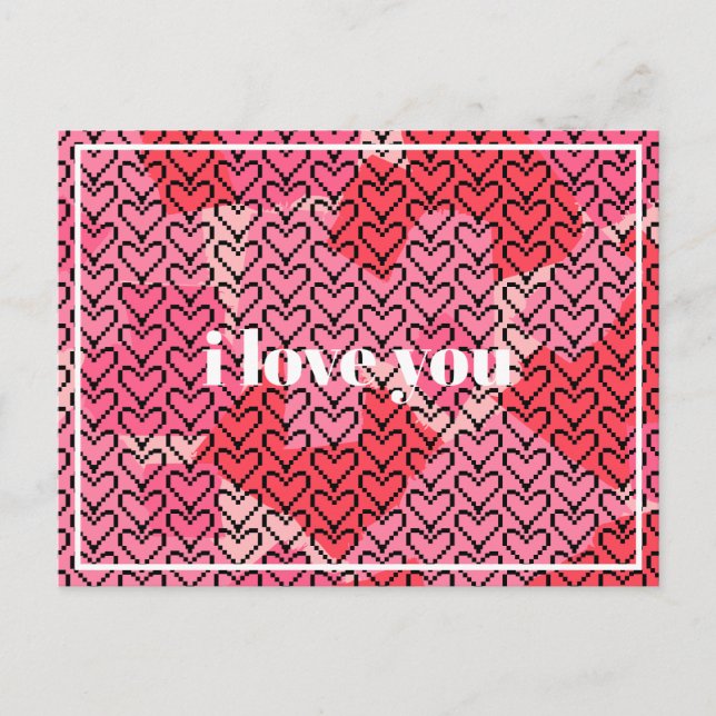 Postal Píxeles de San Valentín Corazón (Anverso)