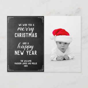 Postal Pizarra Feliz Navidad Año Nuevo Foto de vacaciones