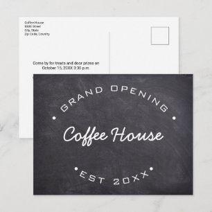 Postal Pizarra personalizada para gran apertura de cafete