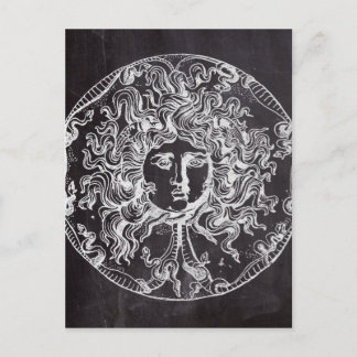 Postal pizarra vintage mitología griega Gorgon medusa