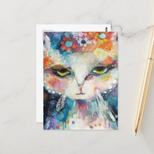 Postal pizarras de pintura de gatos blancos extravagantes