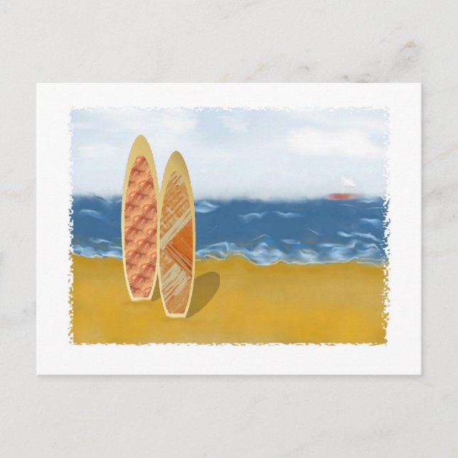 Postal Pizarras De Surf En La Playa (Anverso)