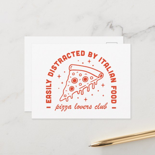 Postal Pizza Amante de la comida italiana citas graciosas (Anverso/Reverso In Situ)
