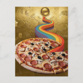 Postal Pizza Arcoíris Abstracto Conduce Desde el Planeta 