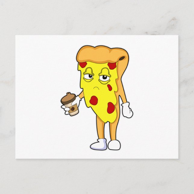 Postal Pizza con salami queso y café (Anverso)