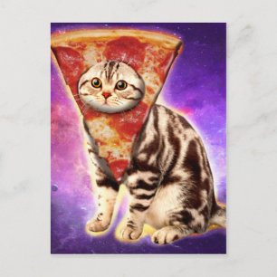 Postal Pizza de cabeza de gatito Kitty