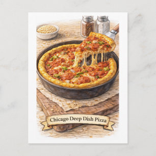 Postal Pizza de Chicago de Cazuela Profunda (Serie de Com