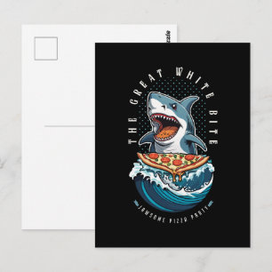 Postal Pizza de Comer Tiburón   El gran jawsome blanco