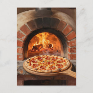 Postal Pizza de Pepperoni a la Leña Rústica Italiana