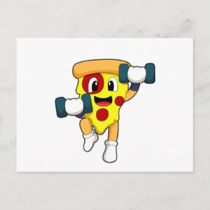 Postal Pizza en Fitness con Mancuernas
