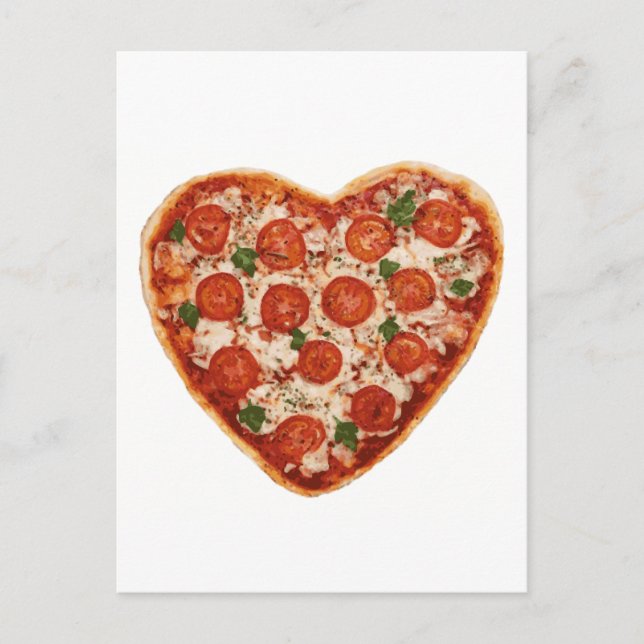 Postal pizza en forma de corazón (Anverso)