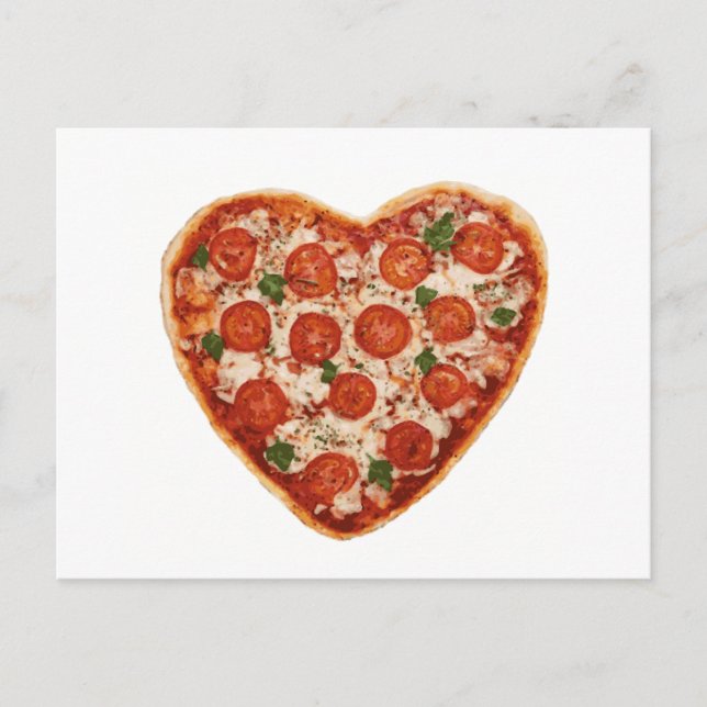 Postal pizza en forma de corazón (Anverso)