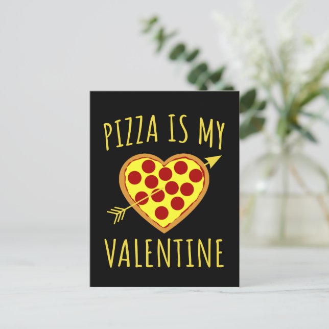 Postal Pizza Es Mi Valentín - Día de San Valentín (Anverso de pie)