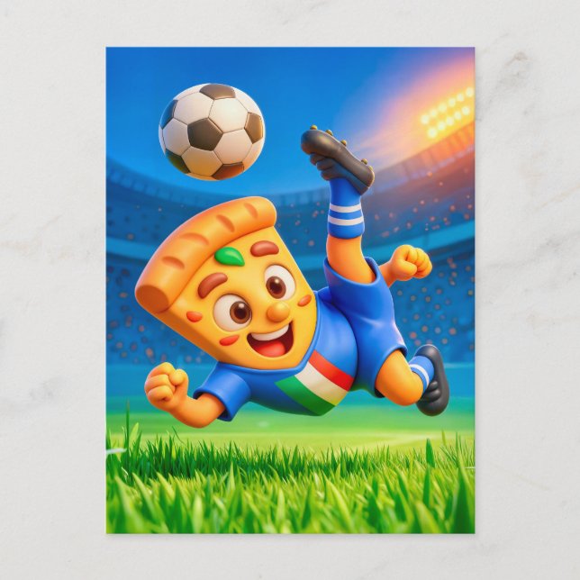 Postal Pizza italiana realizando un dramático golpe de bi (Anverso)