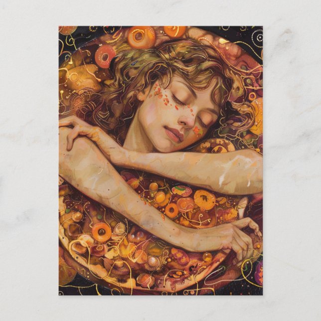 Postal Pizza Love Faux Klimt (Anverso)
