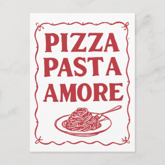 Postal Pizza Pasta Amor Comida Italiana Amor