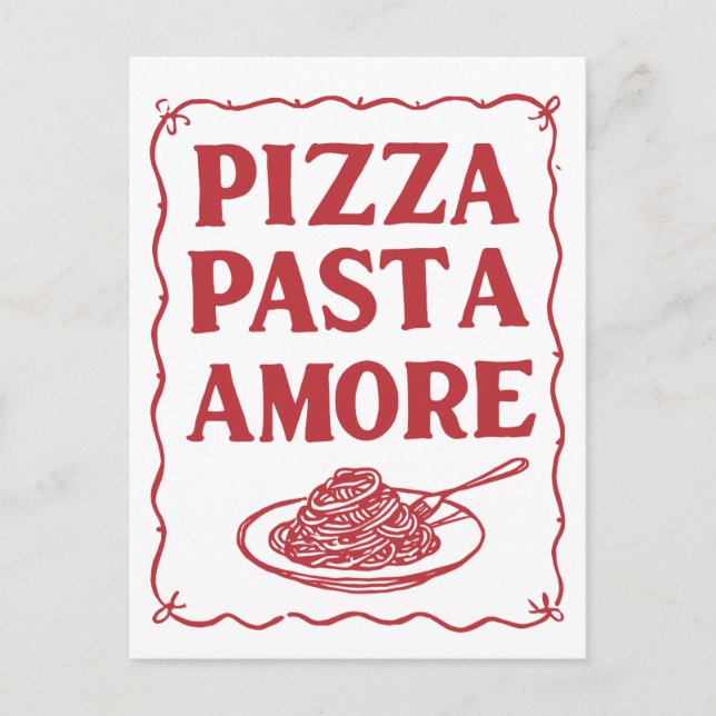 Postal Pizza Pasta Amor Comida Italiana Amor (Anverso)