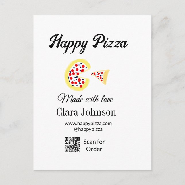 Postal Pizza restaurante cafetería pizzería escaneo QR or (Anverso)