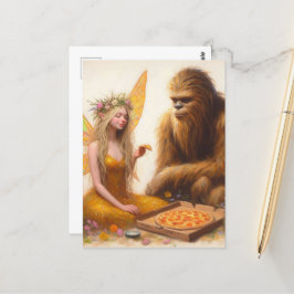 Postal Pizza Sasquatch y el Hada