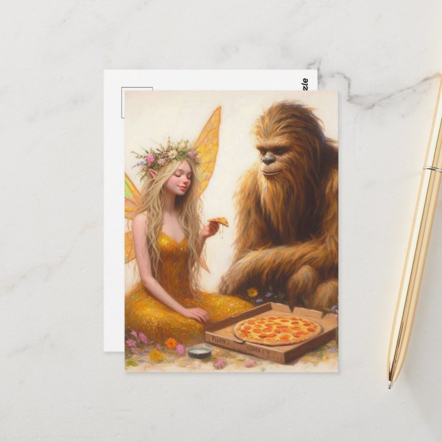 Postal Pizza Sasquatch y el Hada (Anverso/Reverso In Situ)