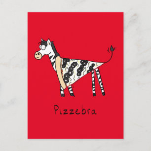 Postal Pizzebra Pizza Zebra Postcard