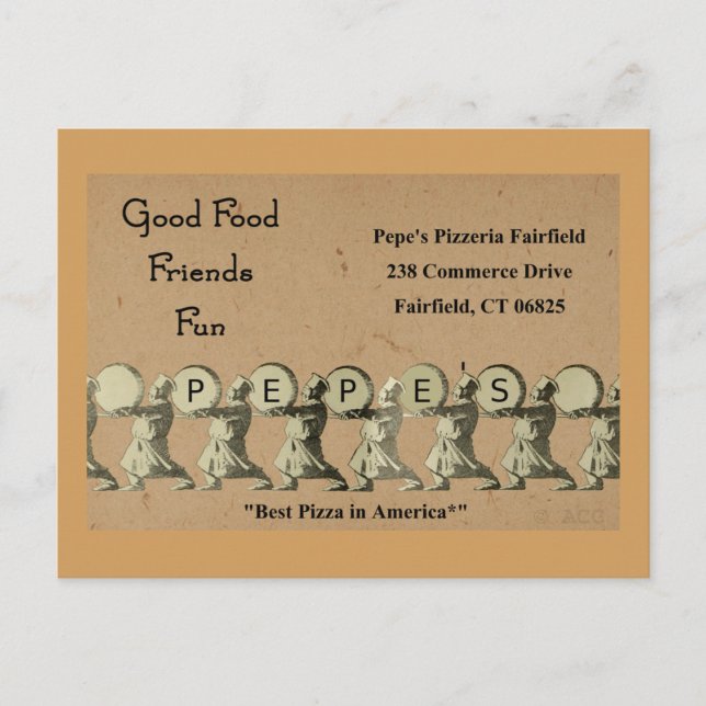 Postal Pizzería Fairfield de Pepe (Anverso)