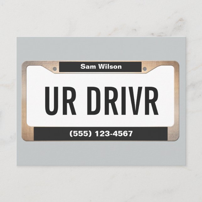 Postal Placa con licencia para automóvil del servicio de  (Anverso)