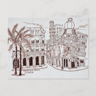 Postal Placa de la Reina en el casco antiguo, Valencia, E
