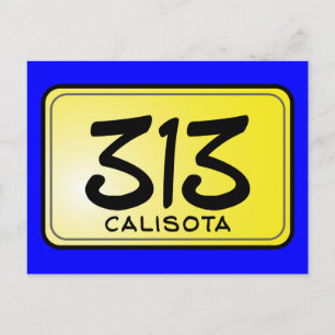 Postal Placa de licencia Calisota 313