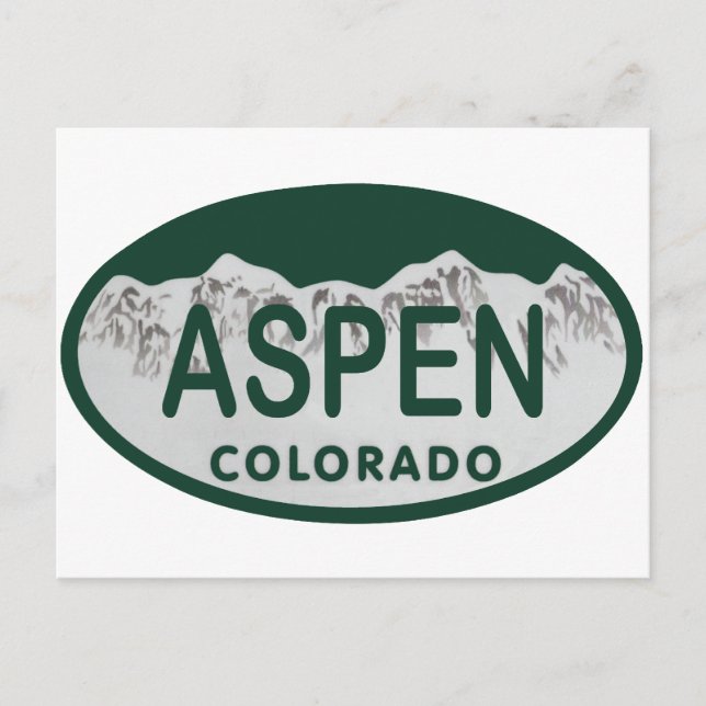 Postal Placa de licencia de Aspen Colorado (Anverso)