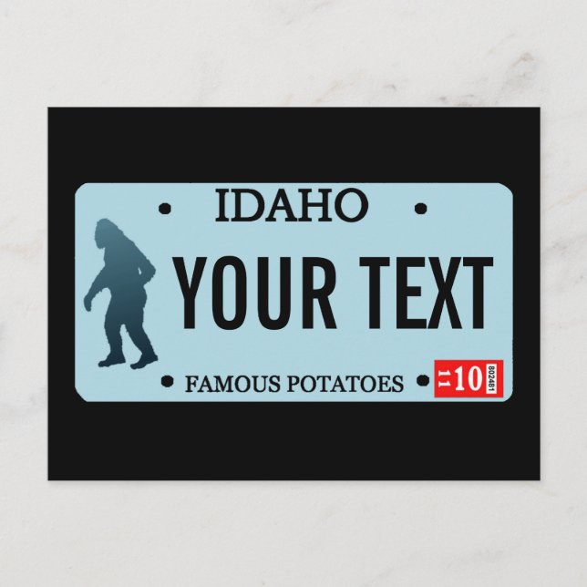 Postal Placa de licencia de Idaho Sasquatch (Anverso)