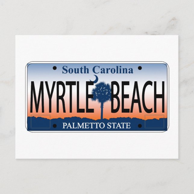 Postal Placa de licencia de Myrtle Beach (Anverso)