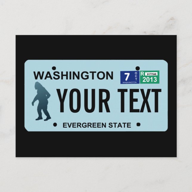 Postal Placa de licencia de Washington Sasquatch (Anverso)