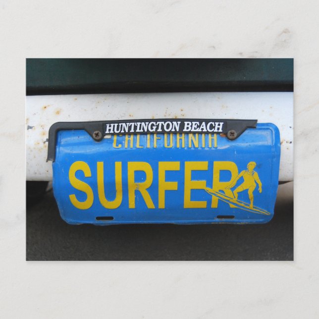 Postal Placa de licencia para surfista de California (Anverso)